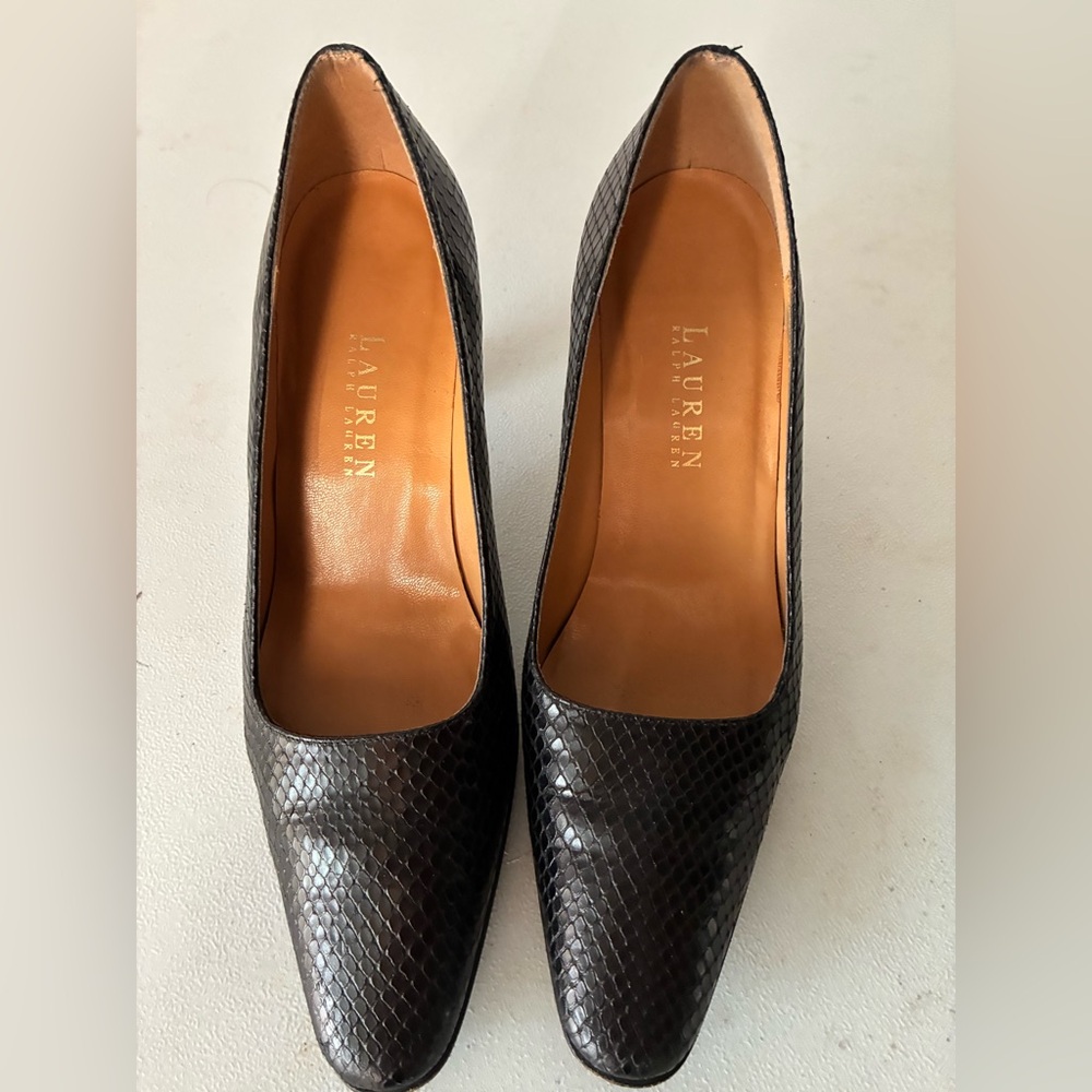 Lauren Ralph Lauren Dark Snakeskin Heels size 8